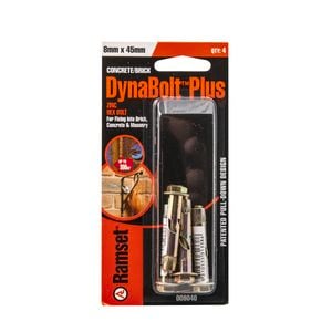 Ramset 8 x 45mm Heavy Duty Hex Head Flush Dynabolt  - 4 Pack