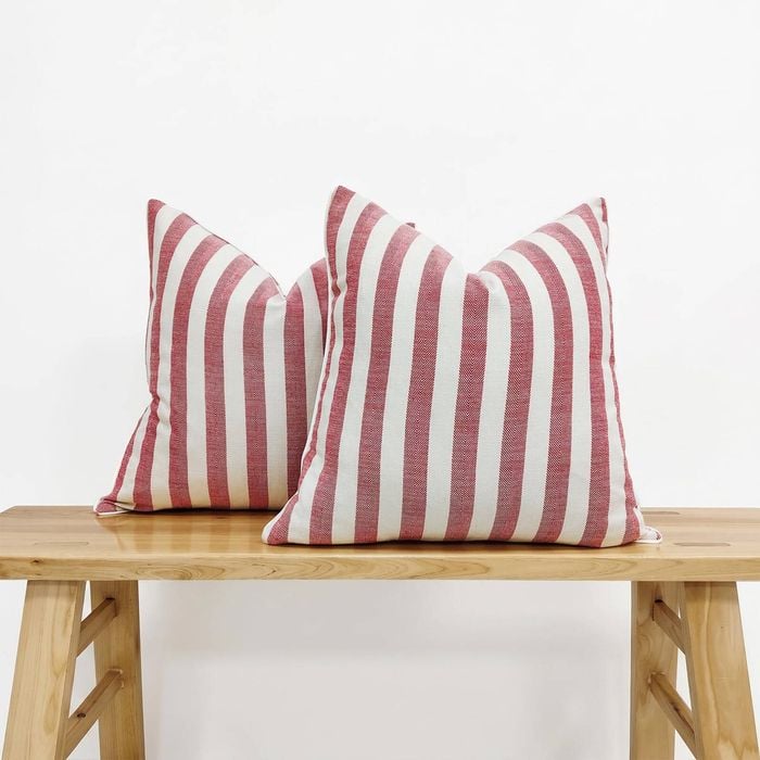 Gioia Casa 2-pack Linen Cotton Cushion Covers - Yarn Dyed 55% Linen 45% Cotton - Red, 45cm X 45cm