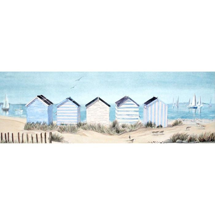 P&P Multicolour Beach Houses Panoramic Hand Painting Canvas