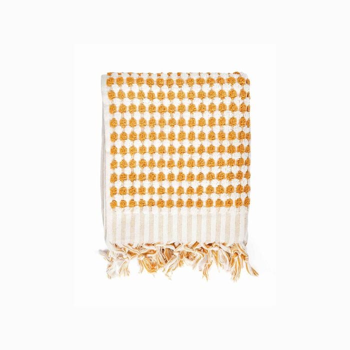 Miss April Pompom Turkish Cotton Hand Towel Mustard Yellow