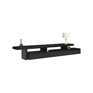 TV Cabinet with 3 Storage Drawers Extendable With Glossy MDF Entertainment Unit in Black Colour