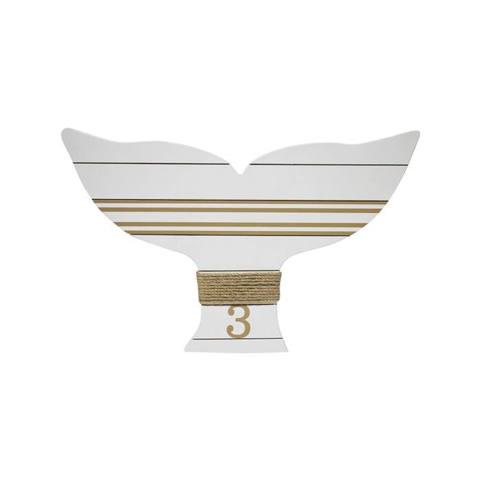 LVD Cape 61cm Timber Whale Tail Wall Hanging Art - White/Brown
