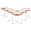 Argon Tableware Glass Storage Jar - Wooden Lid - 550ml - Modern Round Scandi Organisation Container Glass Jar - Set Of 6
