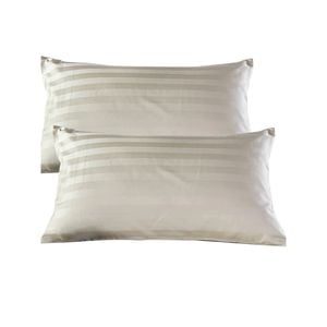 CottonMore 2pcs 100% cotton Sateen Striped Standard Pillowcases 48x73cm Beige