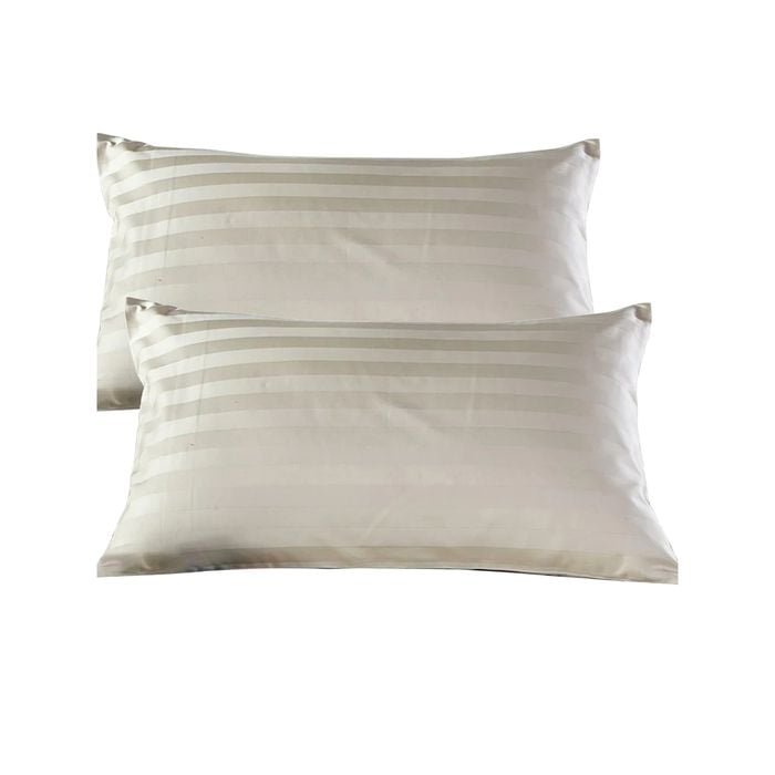 CottonMore 2pcs 100% cotton Sateen Striped Standard Pillowcases 48x73cm Beige