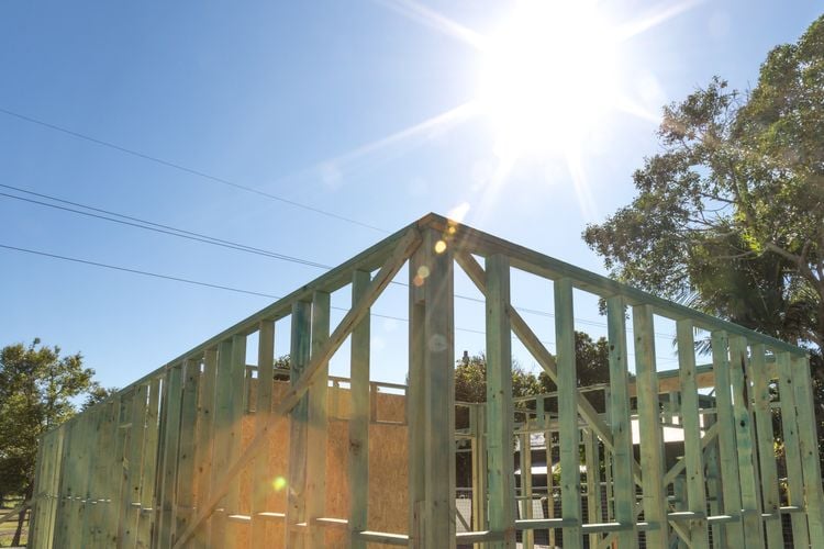 Timber framework of a house under construction
