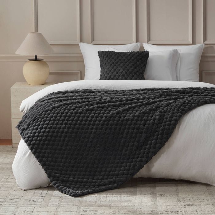 Dreamaker Emmett Textured Faux Fur Throw Charcoal 180x200cm