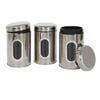 Harbour Housewares Stainless Steel Windowed Food Storage Container Airtight Tea Coffee Sugar Canister Kitchen Caddy - Set of 3