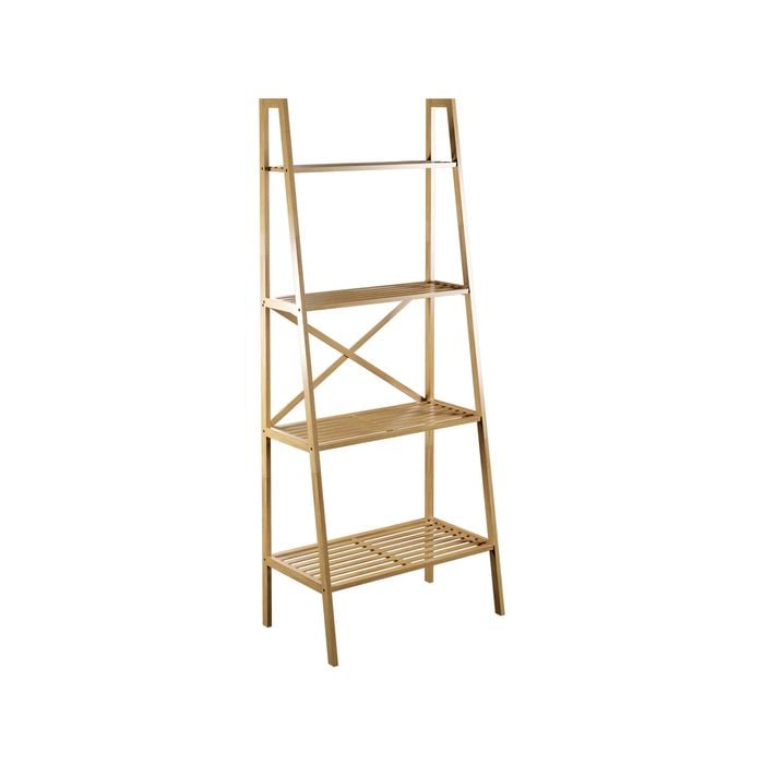 Flexi Storage Living 600 x 1480 x 350mm Bamboo 4 Tier Ladder Shelf