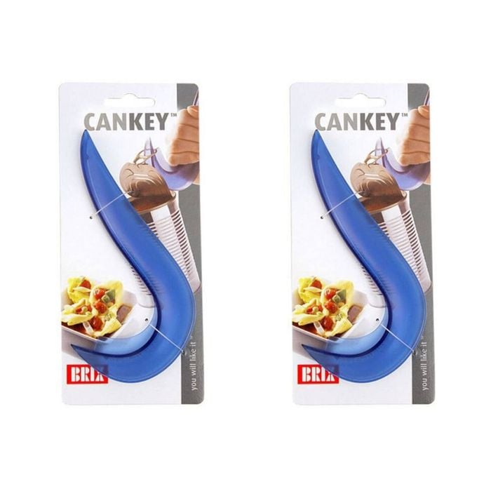 2x Brix Cankey Kitchen Easy Ring Pull Plastic Can/tin Opener/lid Remover Blue