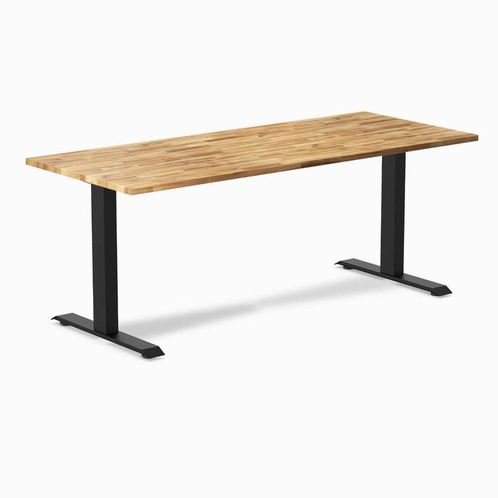 Desky Fixed Height Acacia Hardwood Desk 180x75cm Matte Black Leg