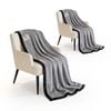 SOGA 2 Pack Silver Flannel Polyester Throw Blanket 200x230cm