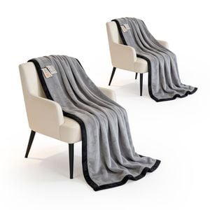 SOGA 2 Pack Silver Flannel Polyester Throw Blanket 200x230cm