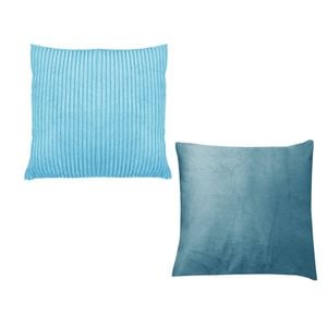 Bigittes Secret Pair of Calico Cordury Cushions Sky