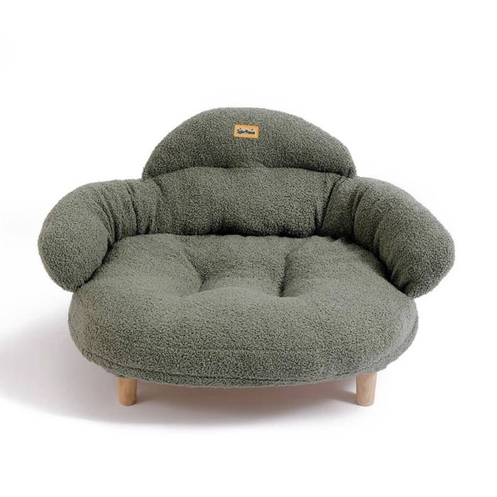 LOLOPAWS Orthopedic Dog Sofa Pet Bed 70x55cm Boucle Green