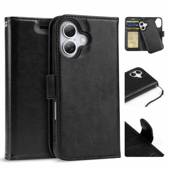 Tough On for Apple iPhone 17 Magnetic Detachable Leather Case Black
