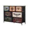 Oikiture 7 Chest Of Drawers Retro Tallboy Printed Foldable Fabric Drawers