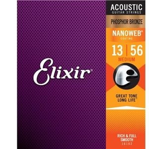 Elixir #16102 Acoustic Nano Phosphor Bronze Guitar String 12-56 Light