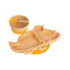 Tiny Dining Children's Bamboo Dinosaur Plate, Bowl and Spoon with Suction Cups - Segmented Design - Yellow