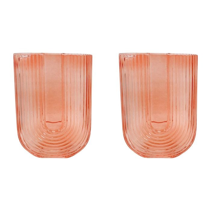 2PK LVD Glass Vase Arch Saffron Small Home Decor 13x18.5cm