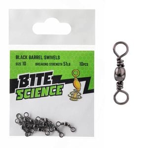 Bite Science Black Barrel Fishing Swivel Pre Pack 10 (51lb)