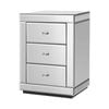Artiss Glass Mirrored 3 Drawer Bedside Table - Silver