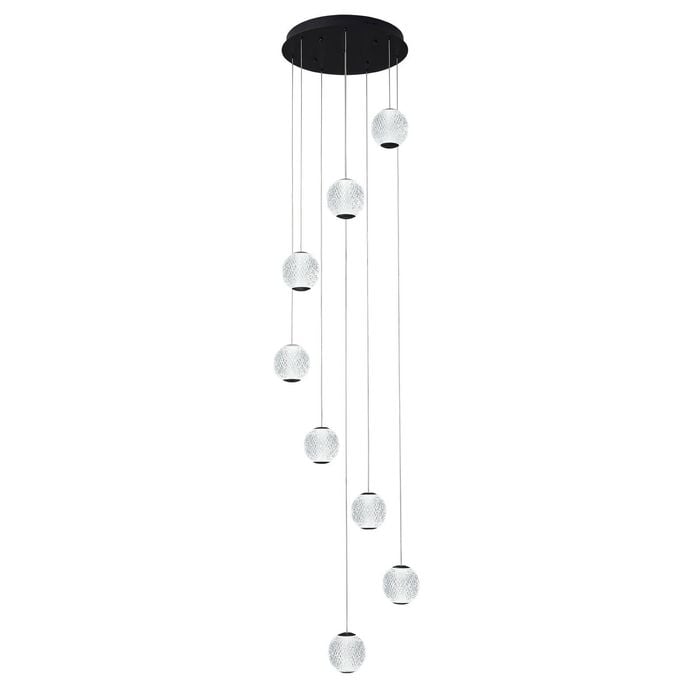 Vencha Langdon 8 Light LED Pendant - Black (3000K)