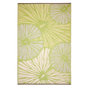 Fab Habitat 150x238cm Green Citrus Lily Botanical Recycled Plastic Reversible Outdoor Rug