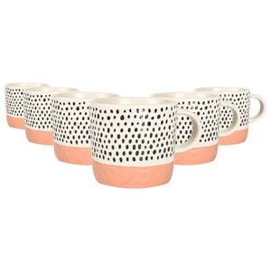 Nicola Spring Dipped Spot Stoneware Coffee Mugs - 385ml - Pack of 6