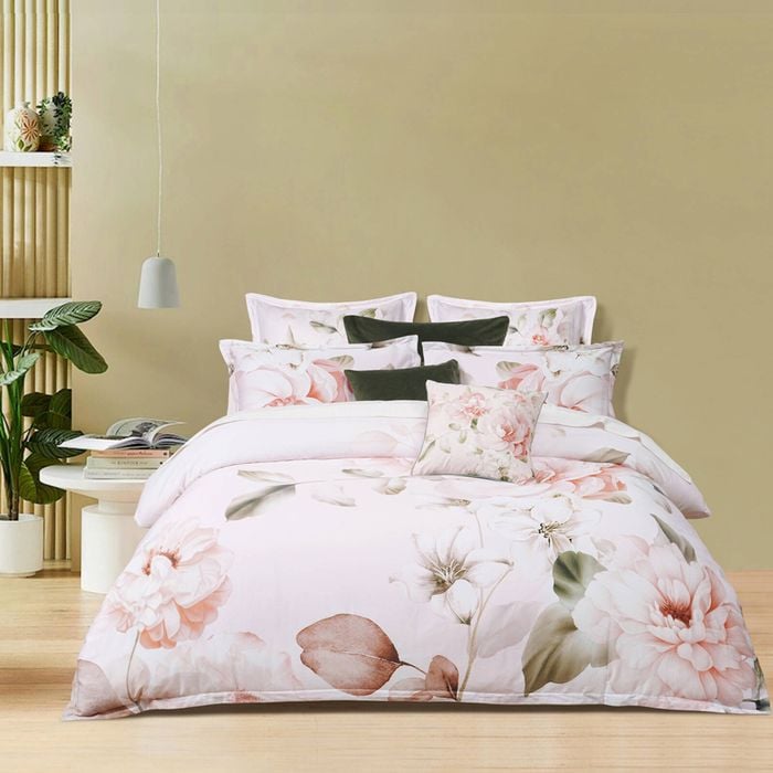 Bianca Layla Queen White Cotton Sateen Quilt Cover Set