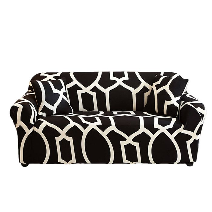 Catzon 2 Seater Stretch Sofa Cover Non-slip Polyester Printing Elastic Bottom