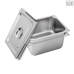 SOGA 2X 1/2 GN Pan 15cm With Lid – Stainless Steel