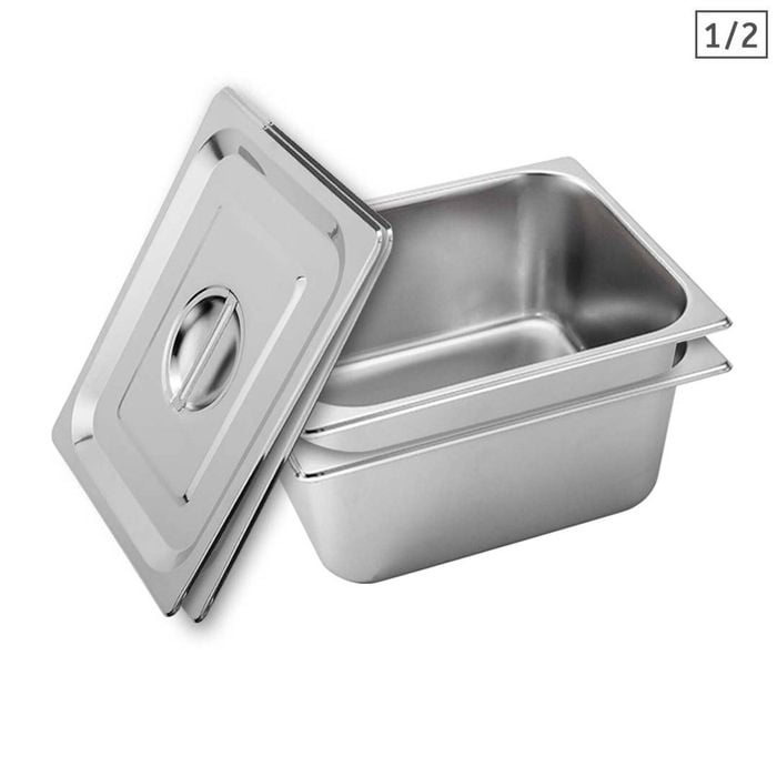 SOGA 2X 1/2 GN Pan 15cm With Lid – Stainless Steel