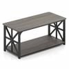 Costway Coffee Table 2tier Shelf X Side Frame Industrial Oak