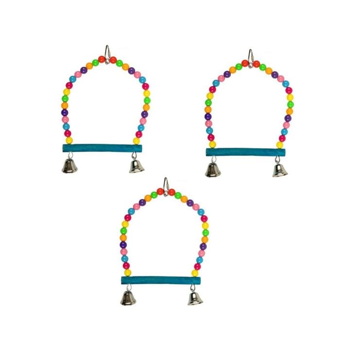 Yes4pets 3 X Hanging Swing Bird Parrot Parakeet Cockatiel Budgie Toy With Bells