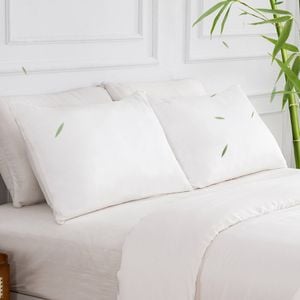 LINENOVA 100% Bamboo Pillow cases Slip Cover Pillowcase - White European