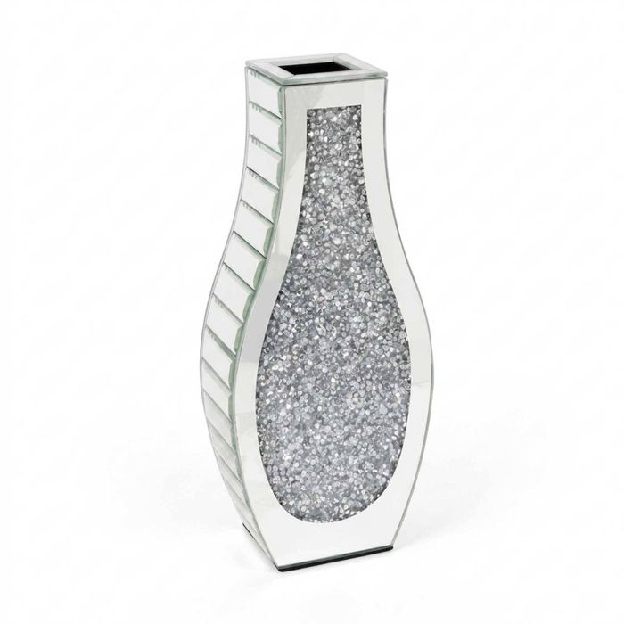 P&p Silver Mirrored Glass Vase Crystal Inlay Decorative Table Flower Display