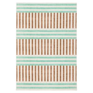 Loopsie-370cm X 270cm-canyada Stripe Printed Green And Brown Washable Rug