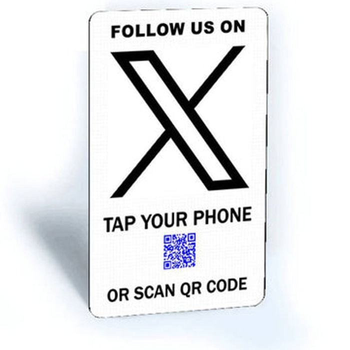 Tap and Share Contactless Sharing Smart NFC 'Follow Us On X' Connect Card + QR code