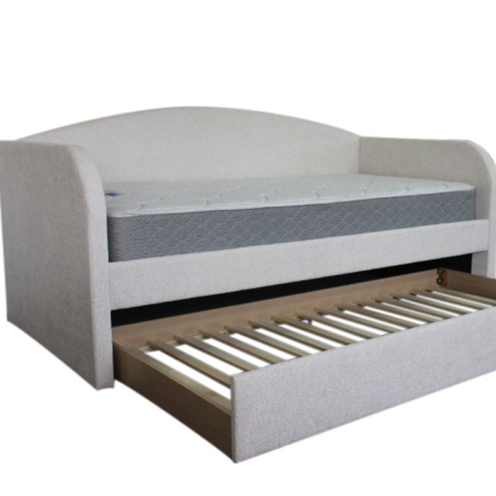 Macy Day Bed With Trundle Pearl Weave Fabric