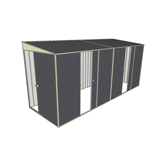 Build-a-Shed 1.5 x 4.5 x 2m Sliding Door Tunnel Shed with 2 Sliding Side Doors - Grey