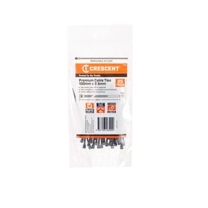 Crescent 100 x 2.5mm Black Cable Ties - 25 Pack