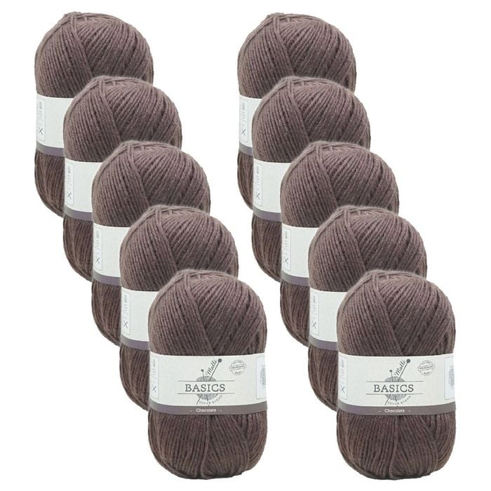 10pk Malli Super Blend Basic Knitting Crochet Yarn 8ply 100g Chocolate Brown