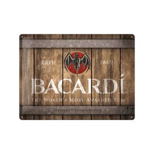 Nostalgic-art Bacardi Wood Barrel Logo 30x40cm Large Metal Tin Sign Plaque