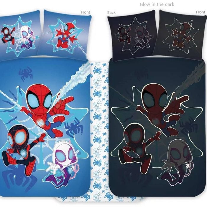 Marvel Spidey Cotton Glow-in-the-dark Kids Quilt Cover Set - Toddler Bed Size