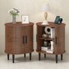 Ufurniture 2PCS Narrow End Table Sofa Side Table with Charging Station and Adjustable Shelves Walnut
