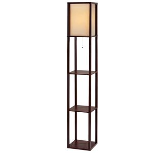 Artiss Floor Lamp 3 Tier Shelf Storage LED Light - Brown