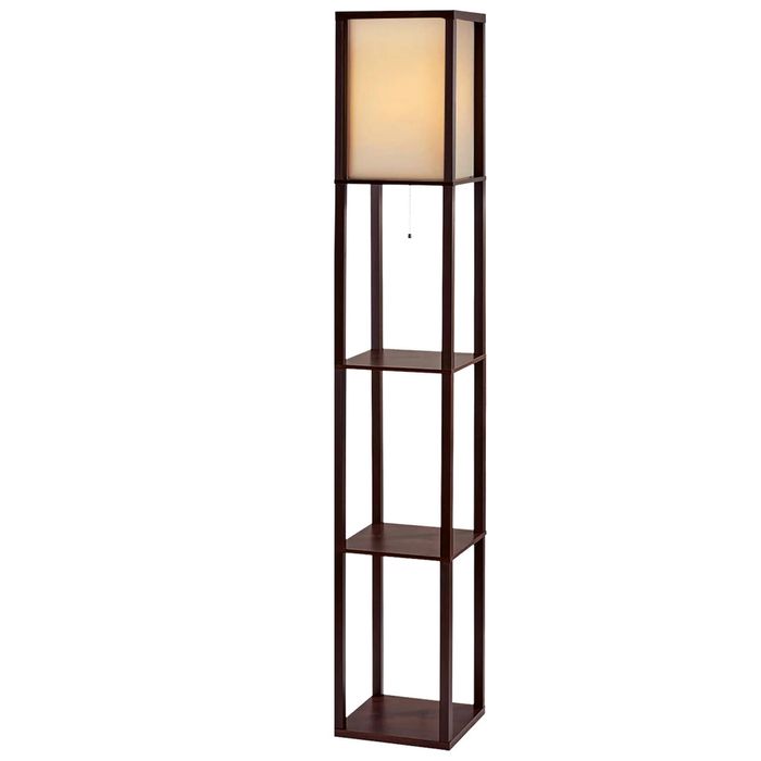 Artiss Floor Lamp 3 Tier Shelf Storage LED Light - Brown
