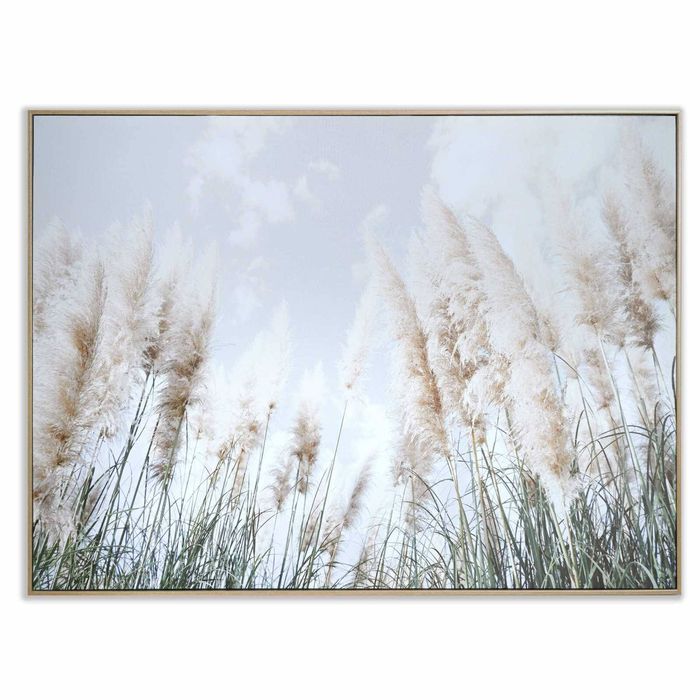 P&P Natural Wood Pampas Grass Canvas Wall Art Framed Decorative Picture