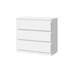 Oikiture 3 Chest of Drawers Lowboy White